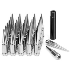 9/16-18 Wheel Spike Lug Nuts, 32x Chrome 9/16 inchx18 9/16"-18 32pcs Silver