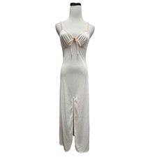 60s - 70s off white and pink trimmed nylon nightie . fits small
