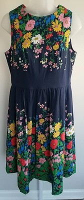 Boden Tara Fit & Flare Party Dress US 8L 8  NWT Wildflower Meadow Floral Navy