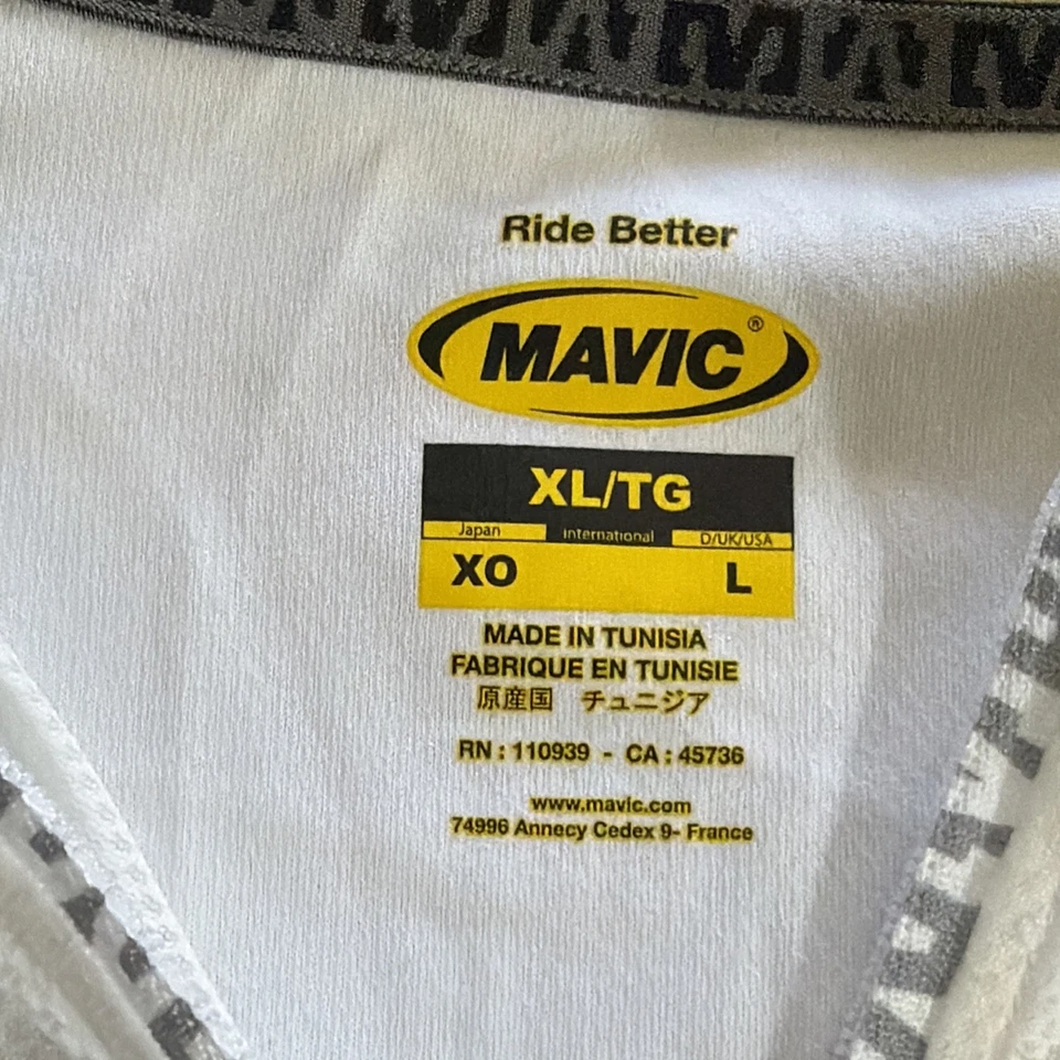 Mavic Mujer Grande Ciclismo Jersey EE. UU. Blanco Media Cremallera Bolsillos Traseros Camisa Limpia Foto 3 de 4