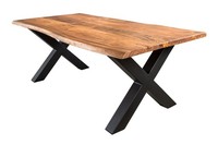 Couchtisch Baumkante 120 X 60 X 45 Cm Aus Akazienholz Metall X-Beine Sofa Tisch