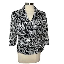 Alex Evenings Faux Wrap Jacket Tie Waist Geometric Print PL Lined Formal New