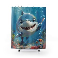Playful Shark Shower Curtain - Fun Bathroom Decor, Kids' Room Accent,unique gift