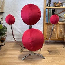 Alan Eagle Solar System Chair Red Velvet & Chrome Post-Modern Orbital Design