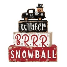 4 Pcs Christmas Decorations Indoor - Wooden Truck Table Decoration for Home -...