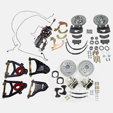 1955-1957 4 Wheel Disc Brakes Tubular Control Arms Fit 13 Chrome Reverse Wheels 1955-1957 4 Wheel Disc Brakes Tubular Control Arms Fit 13 Chrome Reverse Wheels