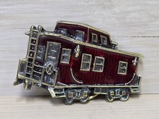 Vintage Railroad Caboose Vintage Brass Enamel 4in Belt Buckle 1979