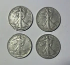 Lot of 4 Walking Liberty Silver Half Dollars 1942–1947 90% Silver