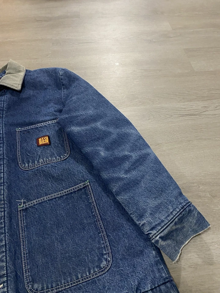 Chaqueta vaquera Big Ben vintage forrada con manta descolorida panal envejecida 44 Foto 2 de 4