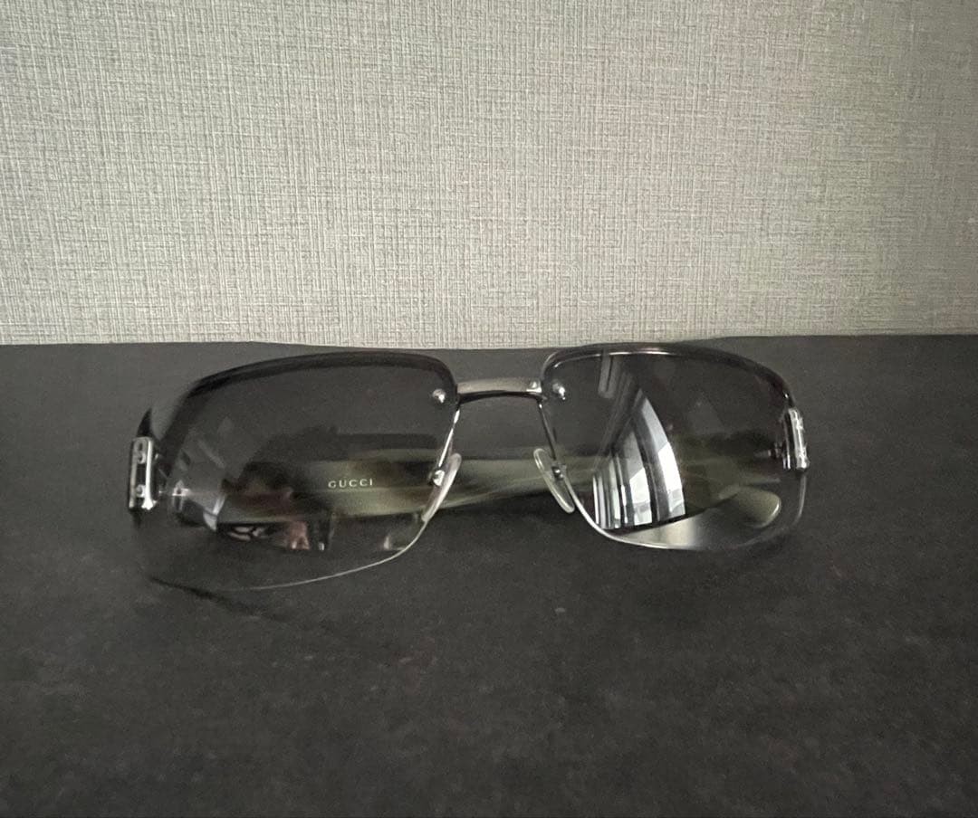 GUCCI Rimless Rectangular Sunglasses Grey Lens St… - image 5