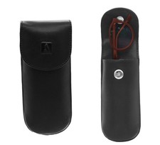 Full Grain Genuine Leather Spectacles Removable Hard Shell Case and Soft Pouc...