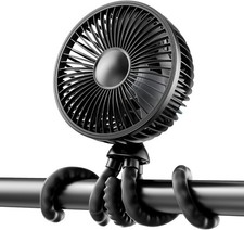 Oscillating Baby Stroller Fan with LED Night Light, 4 Speeds Cooling360  Rotate