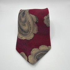 Henry Grethel 100 Silk Abstract Woven Men's Tie Burgundy Beige Gray Designer