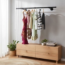 Industrial Pipe Clothes Rack, Heavy Duty Detachable Iron Garment Rack Wall Mo...