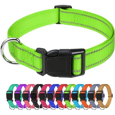 Dog Pet Adjustable Nylon Collar padded Reflective Small Medium Large With Buckle
