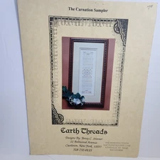 Earth Threads The Carnation Sampler Cross Stitch Pattern Band Sampler Chart