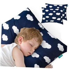 Toddler Pillow for Sleeping, Kid Pillow for Small 14" x 19" 1 Navy Cloud