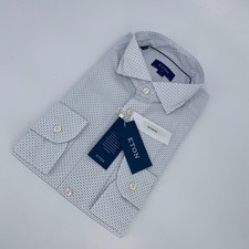 Eton Dress Shirt Mens XL 17 1/2 - 44 White Poplin Slim Fit Business Button Up