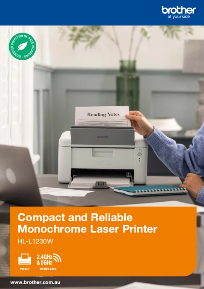 Brother HL-1230W A4 Wireless B&W Laser Printer 20PPM w/ TN1170 Starter Toner - image 3 of 4