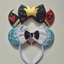 Alice in Wonderland Queen of hearts Minnie mouse ears disney inspired headband