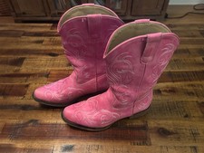 Roper Girls All Over Embroidery Western Boot Hot Pink Size 1 09-018-1566-2422 PI