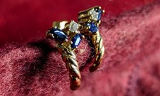 Boucles d?oreilles vintage (ear climbers) ? Plaqu� dor� ? Pierres Serties