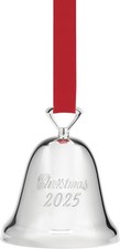 Reed  Barton 2025 Silverplate Christmas Bell Ornament with Red Ribbon