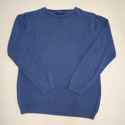 Tom Tailor Iconic Sweater 100% Cotton Mens Size Large Blue Perforate ICONIC LOGO
