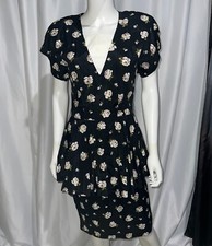 Vintage Scarlett Peplum Black & Cream Floral Dress 7/8
