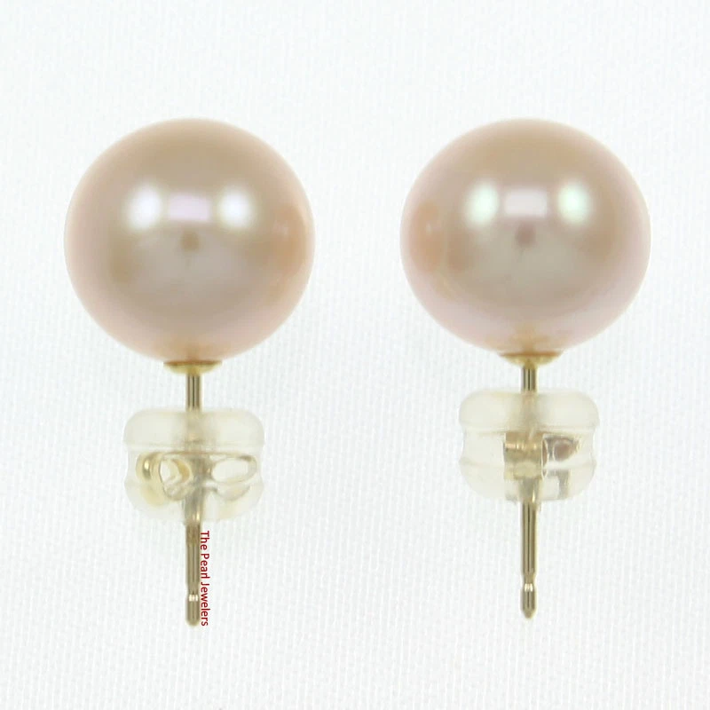 AAA 9–9.5 mm High Luster Lavender Cultured Pearl Stud Earrings - Image 2 of 4