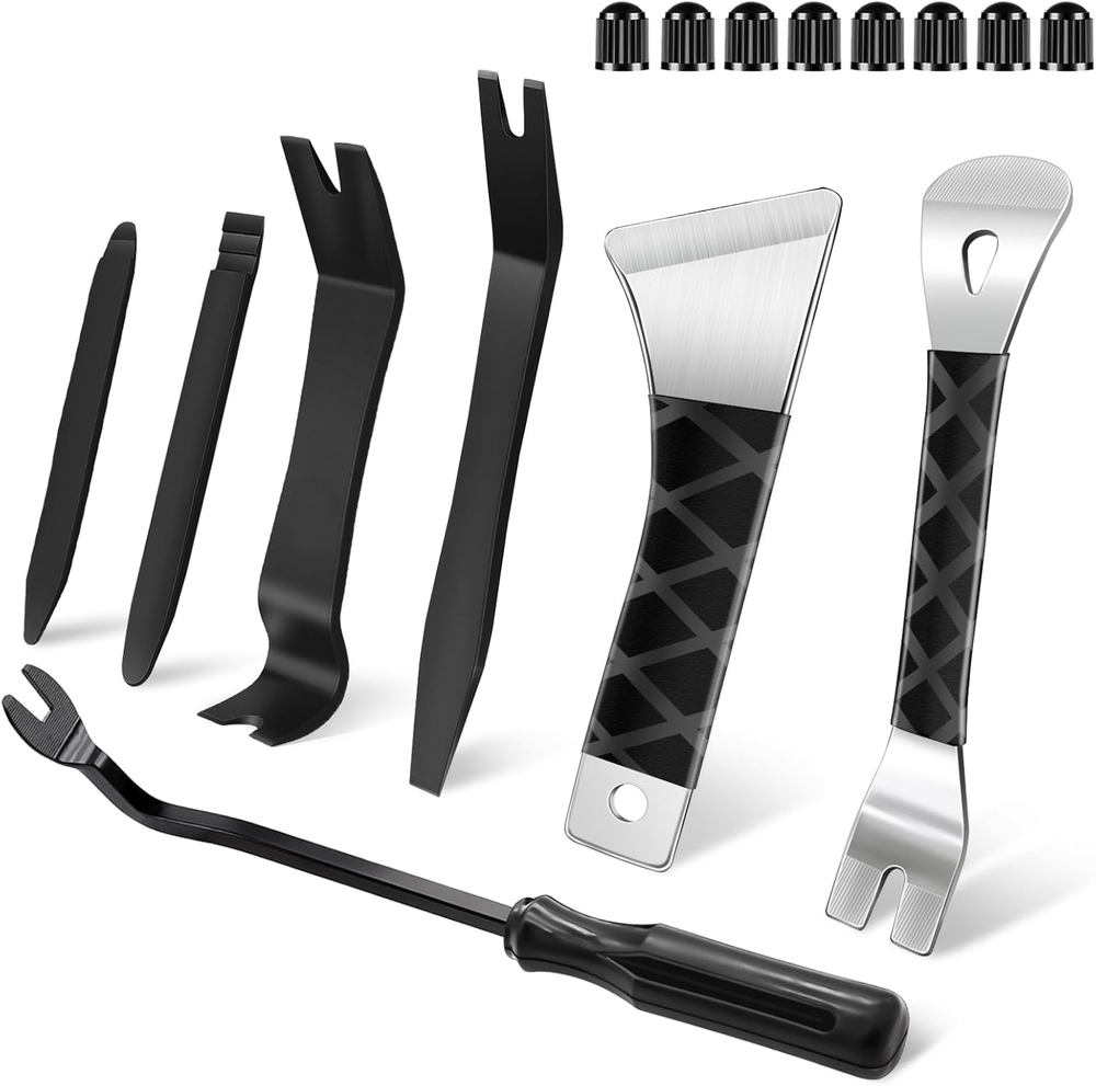 15 Pcs Auto Trim Removal Tool Kit Metal, Car Remover Tool Pry Bar Fastener Remov