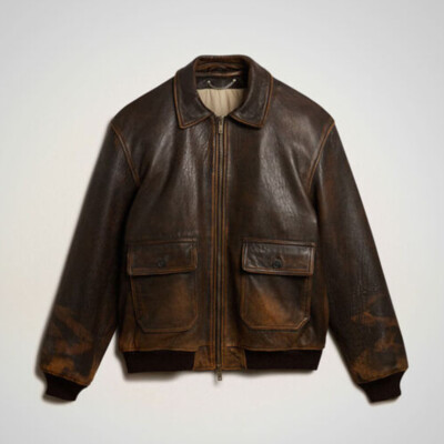 Men Bomber A2 Flying RAF Aviator Sheepskin Real Vintage Leather Shearling Jacket