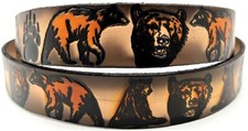 BEARS ANIMAL EMBOSSED MOTORCYCLE COWHIDE LEATHER BELT SIZE 26-48 USA MADE