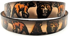BEARS ANIMAL EMBOSSED MOTORCYCLE COWHIDE LEATHER BELT SIZE 26-48 USA MADE