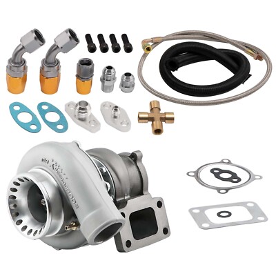 GT35 GT3582 Universal Turbo Charger T3 4 Bolts Flange .7 A/R .63 A/R W/Oil Lines