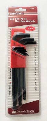 Shop-Tek 9-Pc Ball Point Hex Key Wrench Set, 1/16'' - 3/8'', Made of CR-V, #45406
