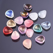 10pcs 12x10mm Teardrop Petal Foil Lampwork Glass Loose Pendants Beads Lot