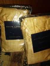 Ralph Lauren Candia Tan Shams with Ruffles Std TWO NIP Rare