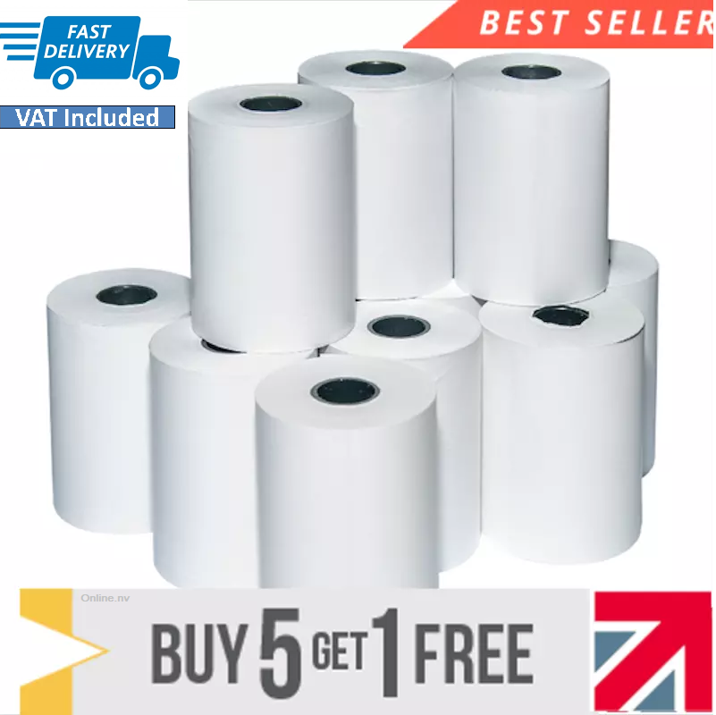 100 Rolls Thermal Paper Credit Card Machine Till Rolls ~ 57x40 mm