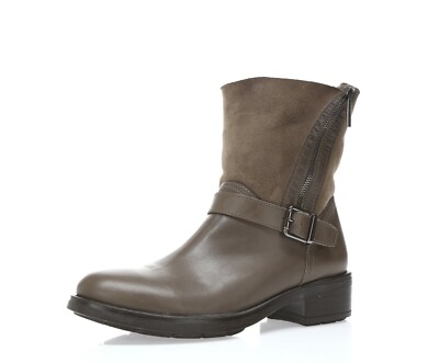 Aquatalia Saphire taupe leather genuine shearling moto boots sz. 8.5