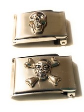 Set of 2 Web Belt Buckle Skull Design
