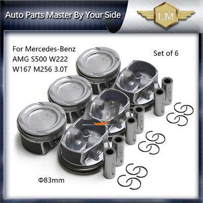 6x Piston Pins & Rings Set ??83mm For Mercedes-Benz AMG S500 W222 W167 M256 3.0T