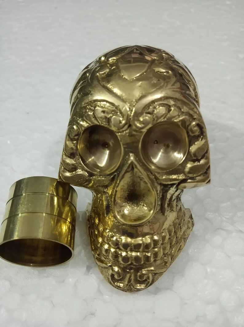 Brass Skull Solid Head Handle For Walking Stick C… - image 1