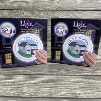 2 x Touch Bright Bless This House Night Light Use Anywhere Vintage New Boxed