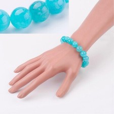 Natural Sky Blue Aquamarine Round Beads Stretch Bracelet.10mm.High Grade