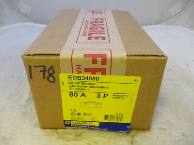 SQUARE D EDB34080 3 POLE 80A 480V CIRCUIT BREAKER *SAMEDAY SHIP ...