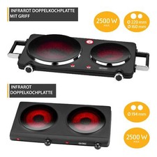 Infrarot-Doppelkochplatte 2500W Stufenlose Thermostateinstellung Kontrollleuchte