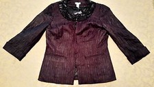 NWT Chico's Size 0 Purple Beaded 3/4 Sleeve Blazer Jacket