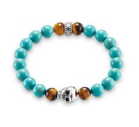 Thomas Sabo Turquoise, Tiger's Eye & Ss Skull Bracelet Size:m(6.7) Thomas Sabo Turquoise, Tiger's Eye & Ss Skull Bracelet Size:m(6.7)