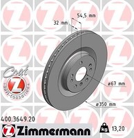 2X Zimmermann 400.3649.20 Bremsscheibe FüR MERCEDES-BENZ